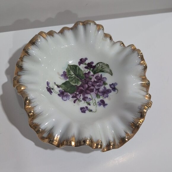 napco Other - Vintage Napco China Hand-painted Dish With Scalloped Edges #S1197 Floral Design